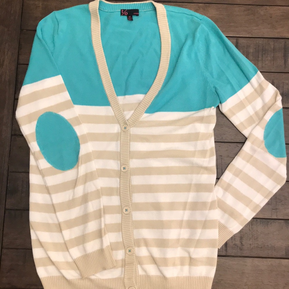 5/$25 Teal & Tan Cardigan